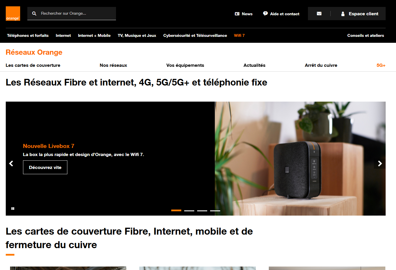 Capture d'écran orange réseau